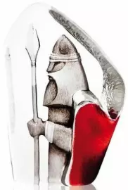Sculpture "Viking with a spear", red/grey