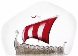 Crystal sculpture "Viking Ship", red/brown