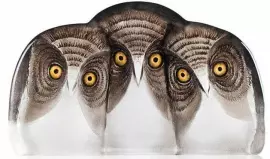 Скульптура "Три совы", коричневая