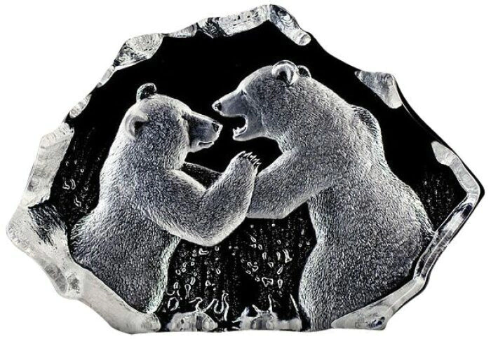 Transparent crystal sculpture "Bears"