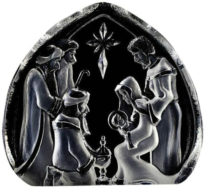 Transparent crystal sculpture "Holy Family"
