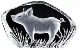 Скульптура из прозрачного хрусталя "Поросёнок"