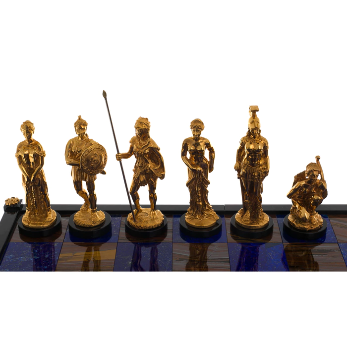 Chess made of lapis lazuli and tiger's eye "Amazon"