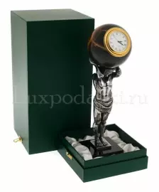 Настольные часы "Атлант" (симберцит, черный нефрит)