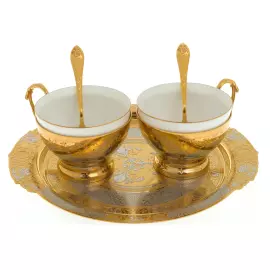 Чайный набор "Цветок" на 2 персоны, Златоуст