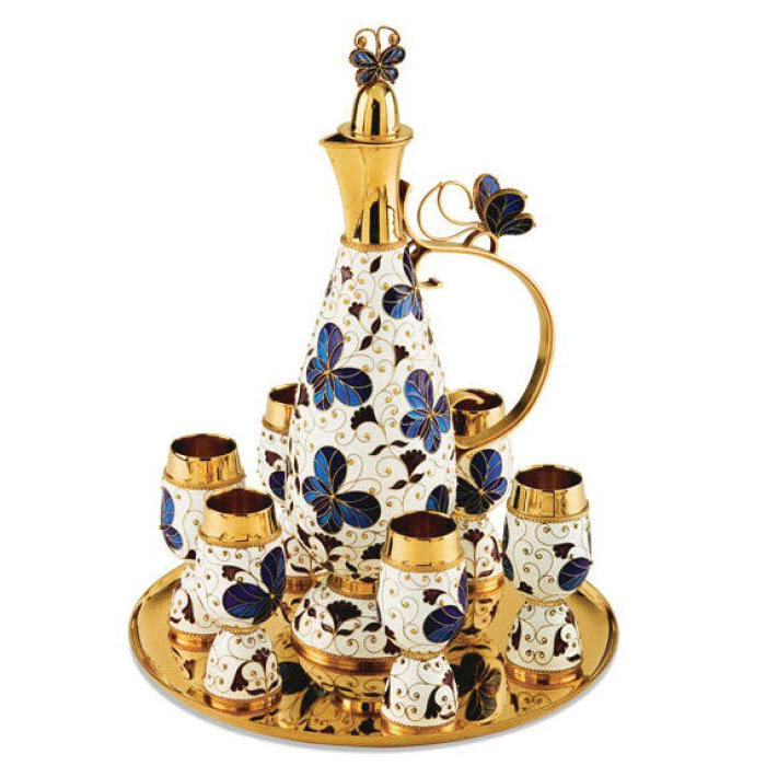 Silver Butterfly liqueur set for 6 persons