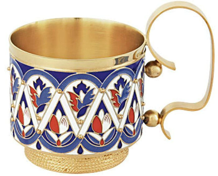 Cup holder "Tulips" (silver, enamel)