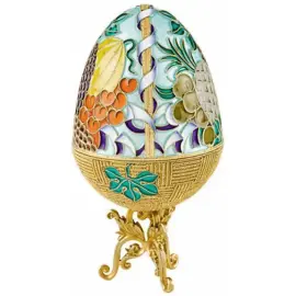 Яйцо-шкатулка "Фрукты" серебро, эмаль