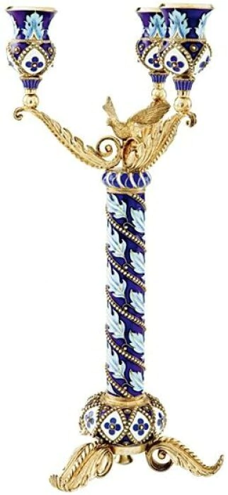 Подсвечник на три свечи, скань