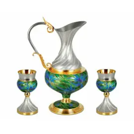 Набор для вина "Васильки" на 2 персоны, серебро, эмаль Набор для вина "Васильки" на 2 персоны, серебро, эмаль