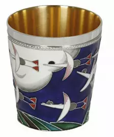Стопка для водки "Летящие утки" (серебро, эмаль)