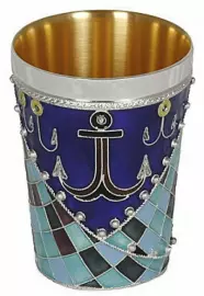 Стопка для водки "Рыбы со снастью" (серебро, эмаль)