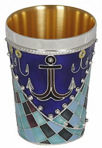 Стопка для водки "Рыбы со снастью" (серебро, эмаль)