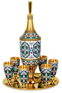 Набор для ликера "Восточный" из серебра, на 6 персон
