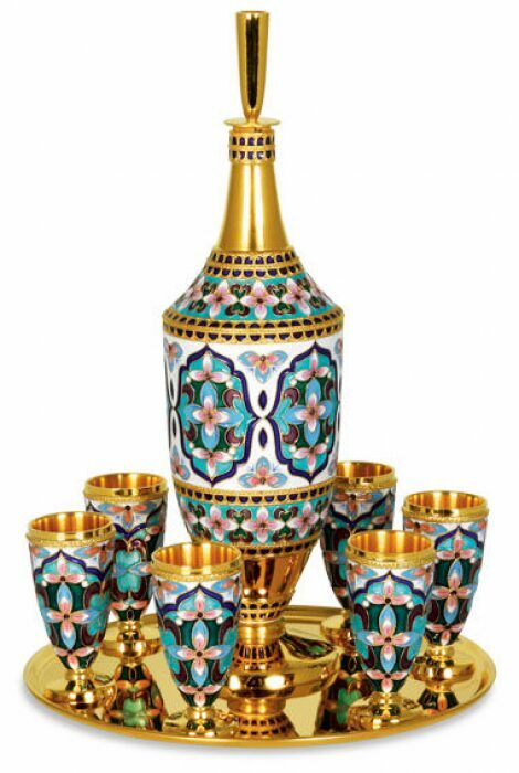 Набор для ликера "Восточный" из серебра, на 6 персон