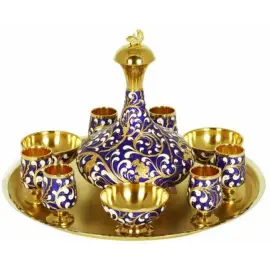 Набор для ликера серебряный "Золотая рыбка" на 6 персон Набор для ликера серебряный "Золотая рыбка" на 6 персон