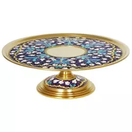 Блюдо для торта "Цветы" (серебро, эмаль)