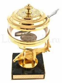 Икорница "Белуга" на змеевике, Златоуст Икорница "Белуга" на змеевике, Златоуст