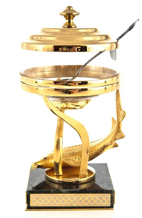 Beluga caviar bowl on a serpentine, Zlatoust