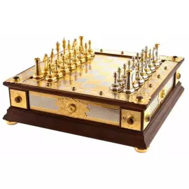 Шахматы из ясеня и тигрового глаза "Царские" Златоуст