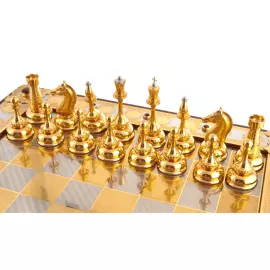 Шахматы из ясеня и тигрового глаза "Царские" Златоуст