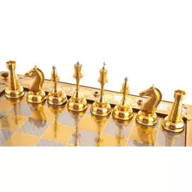 Шахматы из ясеня и тигрового глаза "Царские" Златоуст