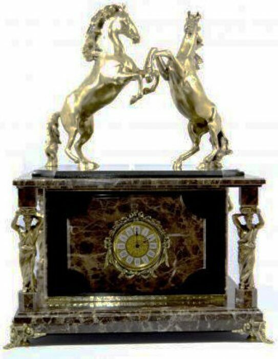 Safe clock made of Italian marble "Horses"