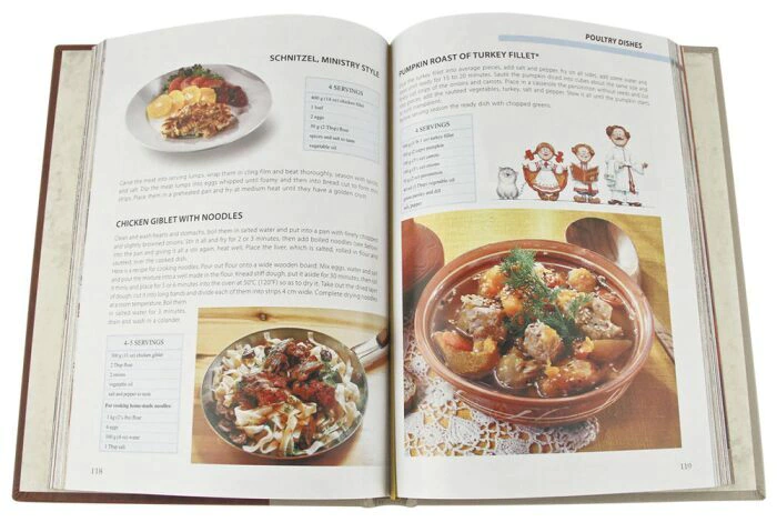 Leather-bound book "Russian cuisine" in English