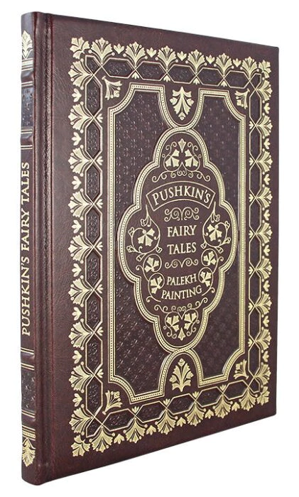 Leather-bound book "Pushkin's Tales" (palekh) in English