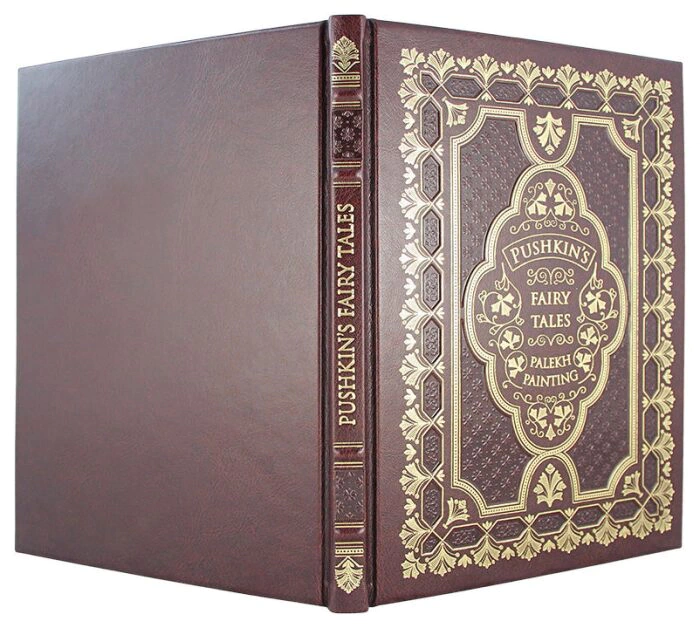 Leather-bound book "Pushkin's Tales" (palekh) in English