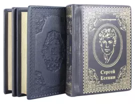 Книги в кожаном переплете "Стихотворения. Сергей Есенин" 3 тома