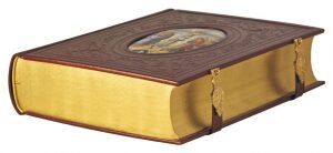 The leather-bound book "The Bible" with a finish, with locks