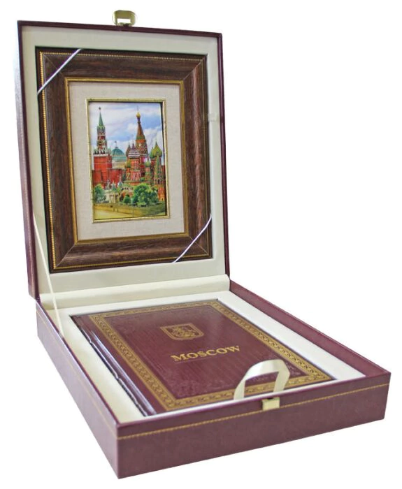 Gift set with a book and a panel "Moscow" (finift)
