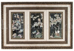 Painting on labradorite "Japanese motifs" (triptych)