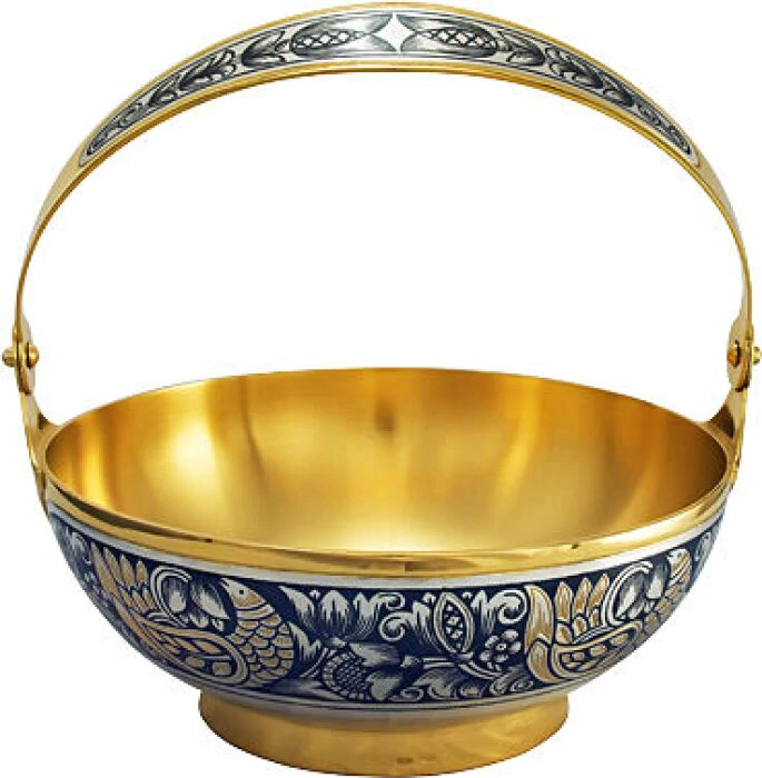 The vase is silver