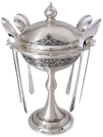 Набор чайных ложек с сахарницей "Цветы" Набор чайных ложек с сахарницей "Цветы"