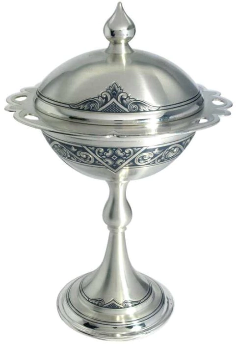Silver sugar bowl on a leg