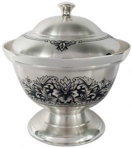 Silver sugar bowl with lid