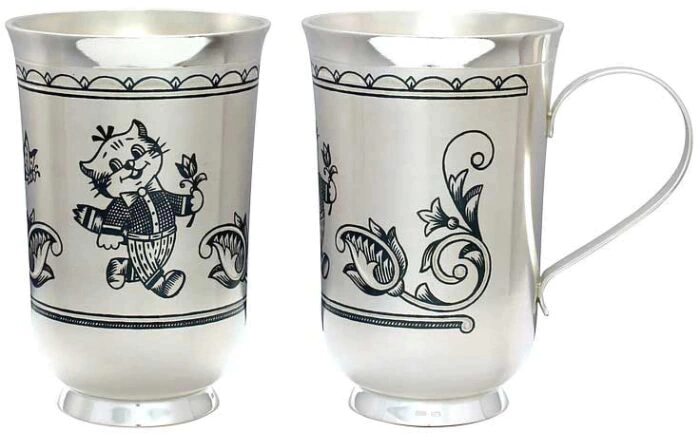 Silver children's mug "Kitten"