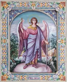 Икона "Ангел хранитель" финифть Икона "Ангел хранитель" финифть