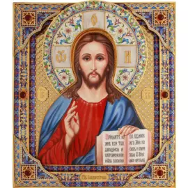 Icon "The Almighty Saved" with gilding with corners (finish)