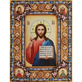 Икона "Спас Вседержитель" с золочением, финифть