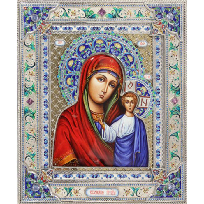 Kazan Icon of the Mother of God based on the Vladimir Icon (finift)