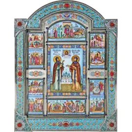 Икона "Житие Петра и Февронии" финифть Икона "Житие Петра и Февронии" финифть