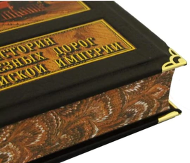 Книга в кожаном переплете "История железных дорог Российской империи" (в мешочке)