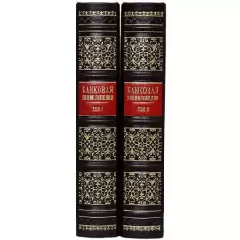 Leather-bound book "The Banking Encyclopedia" in 2 volumes (in a bag)