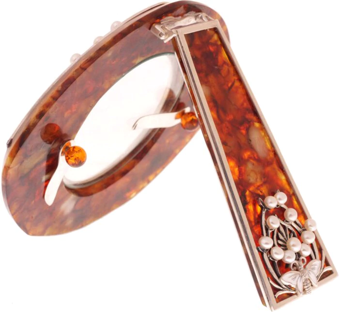 Photo frame with amber pearls "Dragonflies"