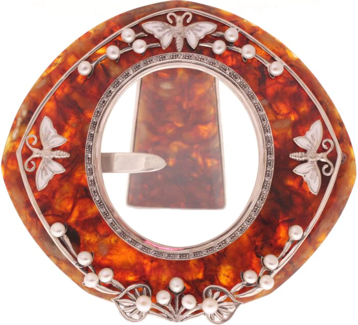 Photo frame with amber pearls "Dragonflies"