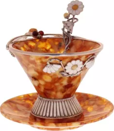 Чайный набор из янтаря "Летняя стрекоза"
