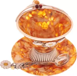 Чайный набор из янтаря "Летняя стрекоза"